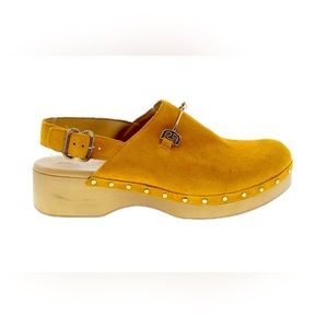 Yellow, 1.75 heel, medium width wood clog